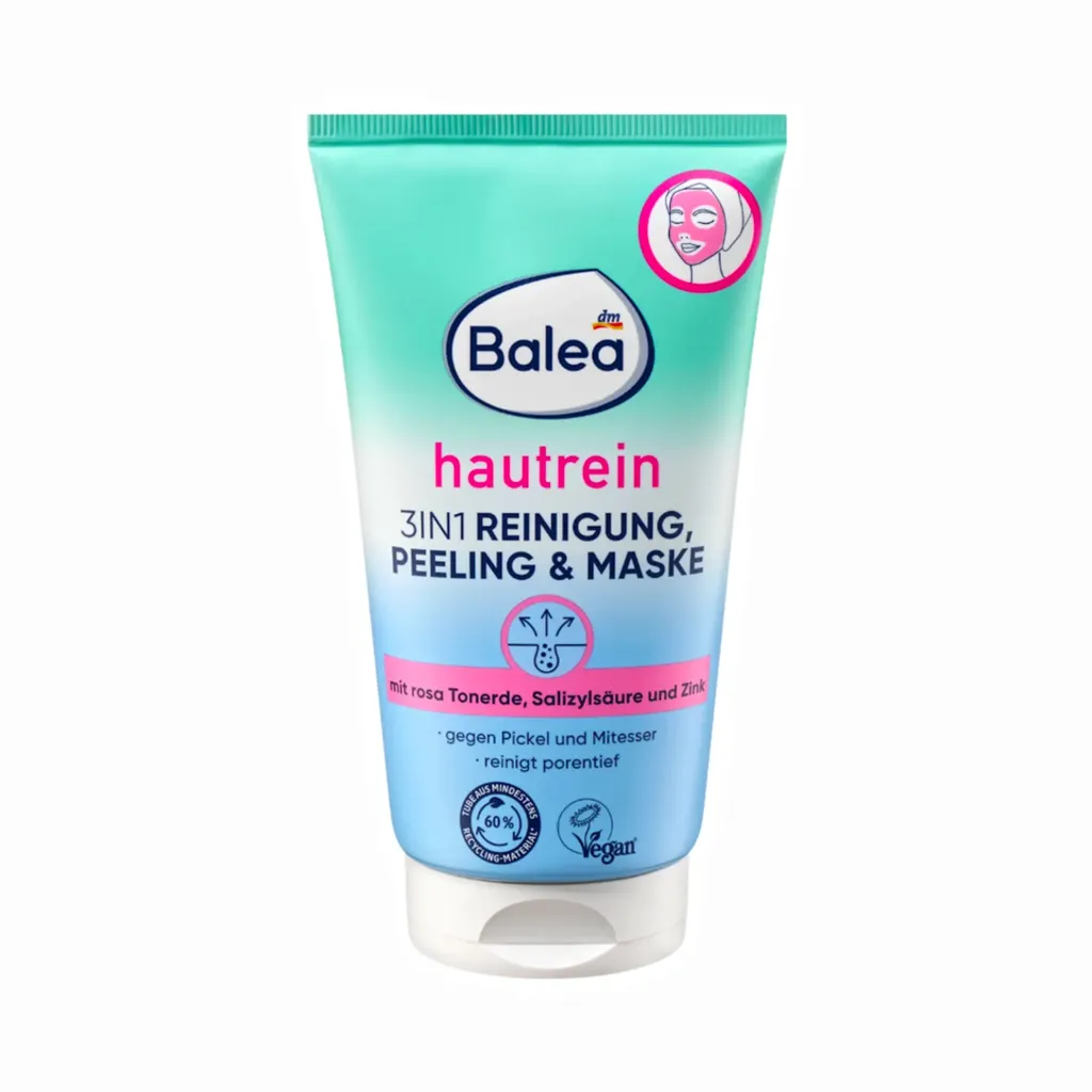 Balea Soin Nettoyant, Exfoliant et Masque visage 3en1 pour purifier la peau 150ml